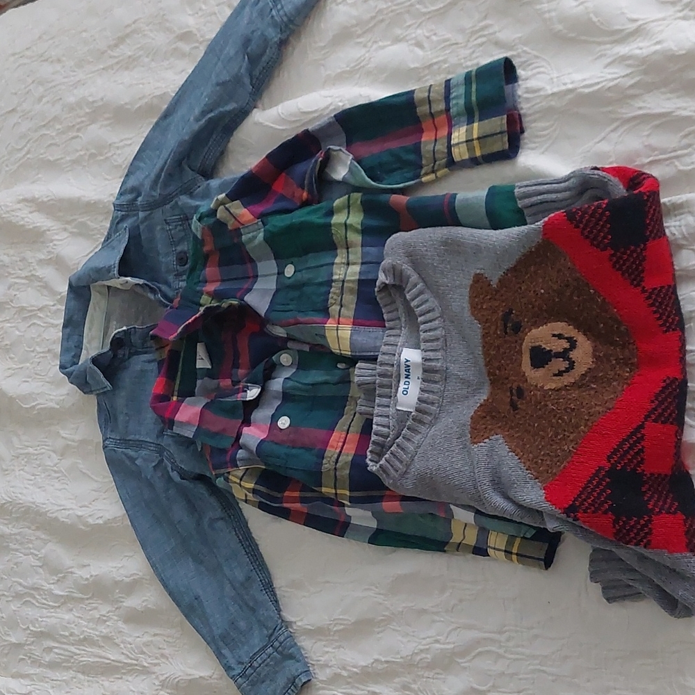 Bundle of toddler shirts and sweater